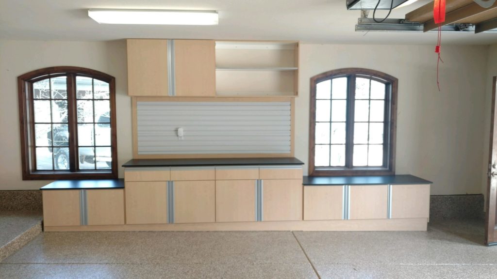 Custom garage cabinets with full length pulls